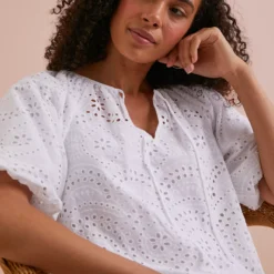 Everbelle White Broderie Mini Dress 12 -Chic Elixir Sales Store tuc142750851 White R Z002A 1