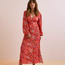 Everbelle Orange Patchwork Floral Midaxi Dress 18 -Chic Elixir Sales Store tuc142758132 Multi20Coloured R Z001A