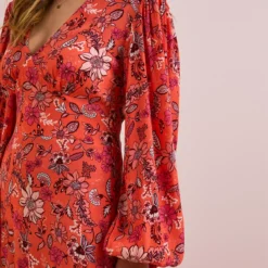 Everbelle Orange Patchwork Floral Midaxi Dress 18