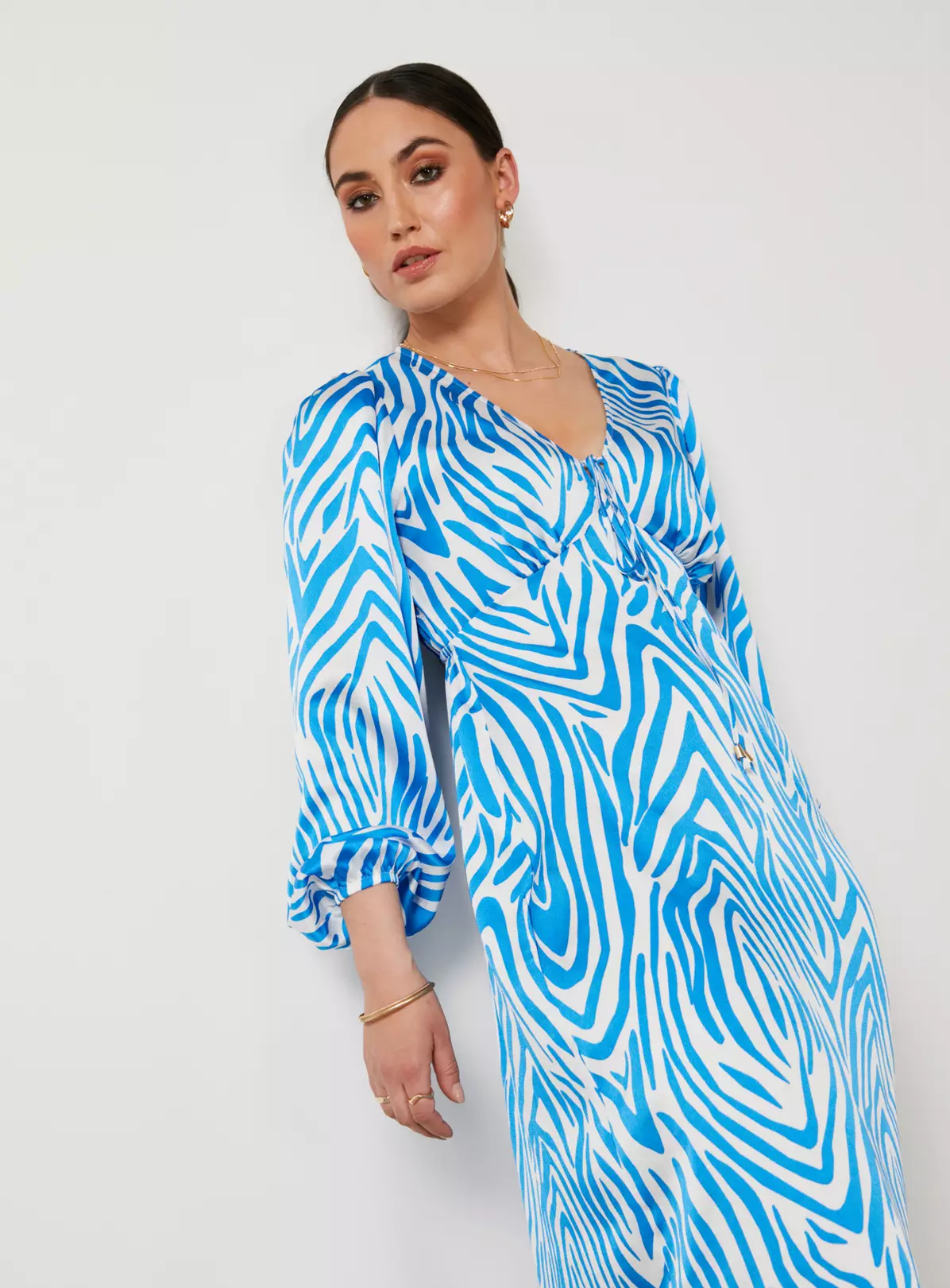 For All The Love Printed Satin Effect Zebra Midi Dress 16 4 For All The Love Printed Satin Effect Zebra Midi Dress 16 - Image 2