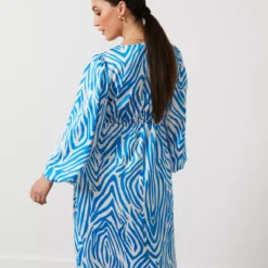 For All The Love Printed Satin Effect Zebra Midi Dress 8 -Chic Elixir Sales Store tuc142760110 Blue R Z003A 1