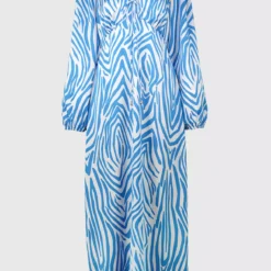 For All The Love Printed Satin Effect Zebra Midi Dress 8 -Chic Elixir Sales Store tuc142760110 Blue R Z006A 1
