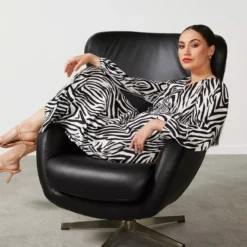 For All The Love Printed Satin Effect Zebra Midi Dress 18 -Chic Elixir Sales Store tuc142760179 Mono R Z004A 1