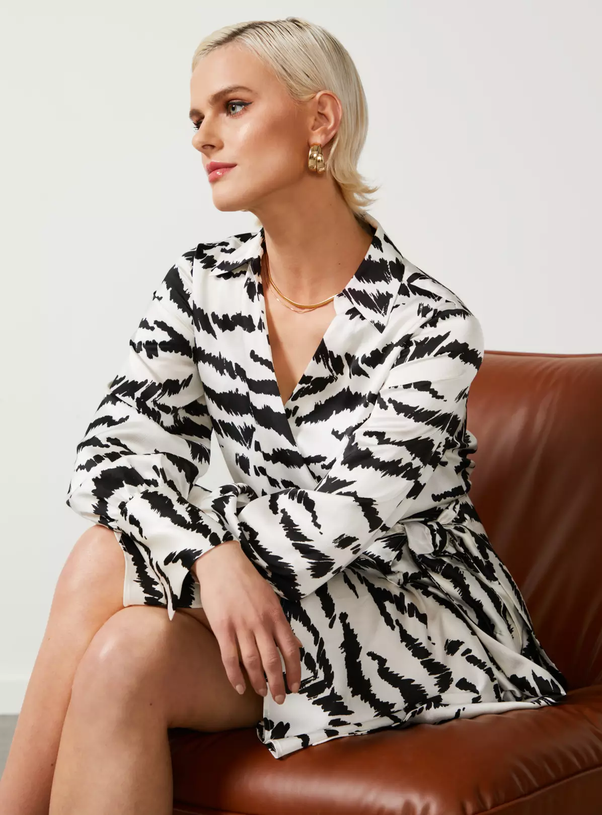 For All The Love Zebra Print Satin Tie Shirt Dress 18 7 For All The Love Zebra Print Satin Tie Shirt Dress 18 - Image 5