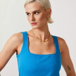 For All The Love Cotton Square Neck Midi Dress 16 -Chic Elixir Sales Store tuc142761673 Blue R Z002A