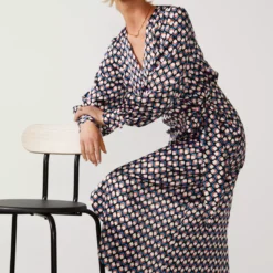 For All The Love Printed Satin Wrap Midi Dress 6