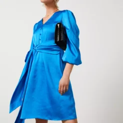 For All The Love Satin Tie Waist Mini Dress 6 -Chic Elixir Sales Store tuc142767160 Blue R Z001A 1