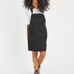 Black Twill Pinafore Dress 18 8 Black Twill Pinafore Dress 18 -Chic Elixir Sales Store tuc142787371 Black R Z001A 1