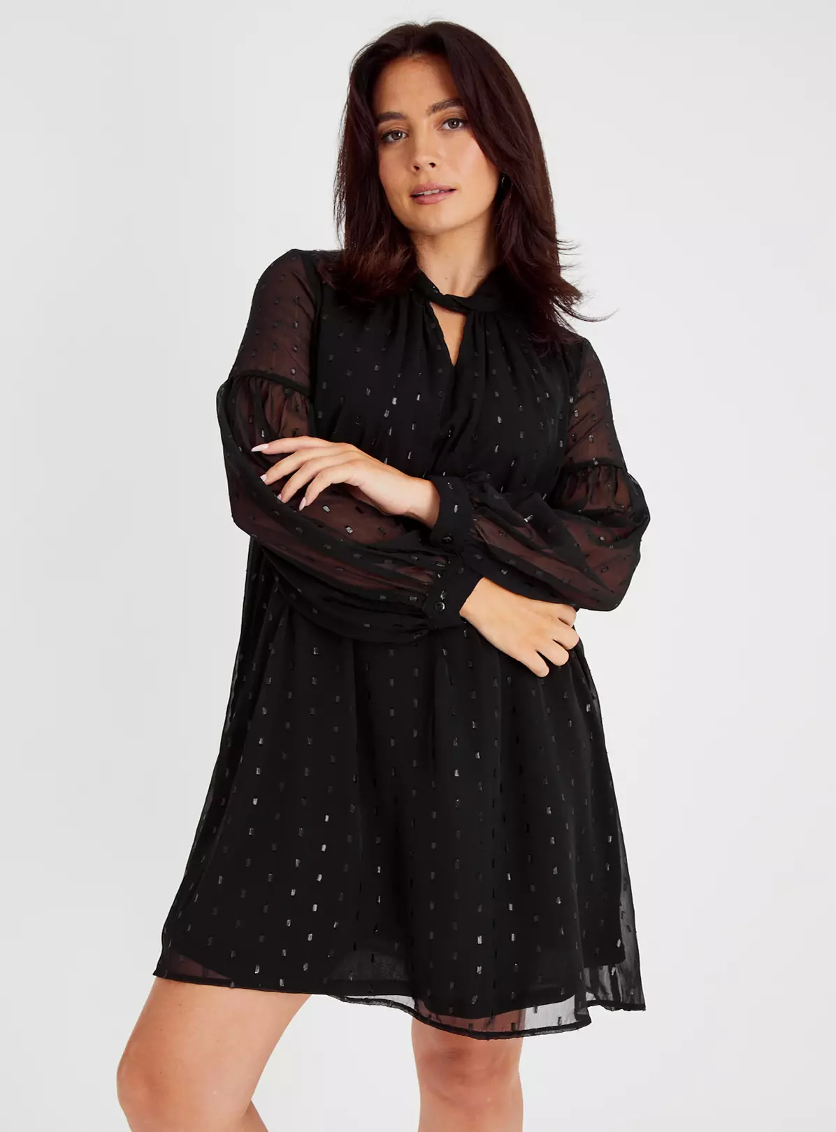 Black Twist Neck Sparkle Mini Dress 16 6 Black Twist Neck Sparkle Mini Dress 16 - Image 4