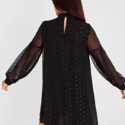 Black Twist Neck Sparkle Mini Dress 16 7 Black Twist Neck Sparkle Mini Dress 16 -Chic Elixir Sales Store tuc142789051 Black R Z004A