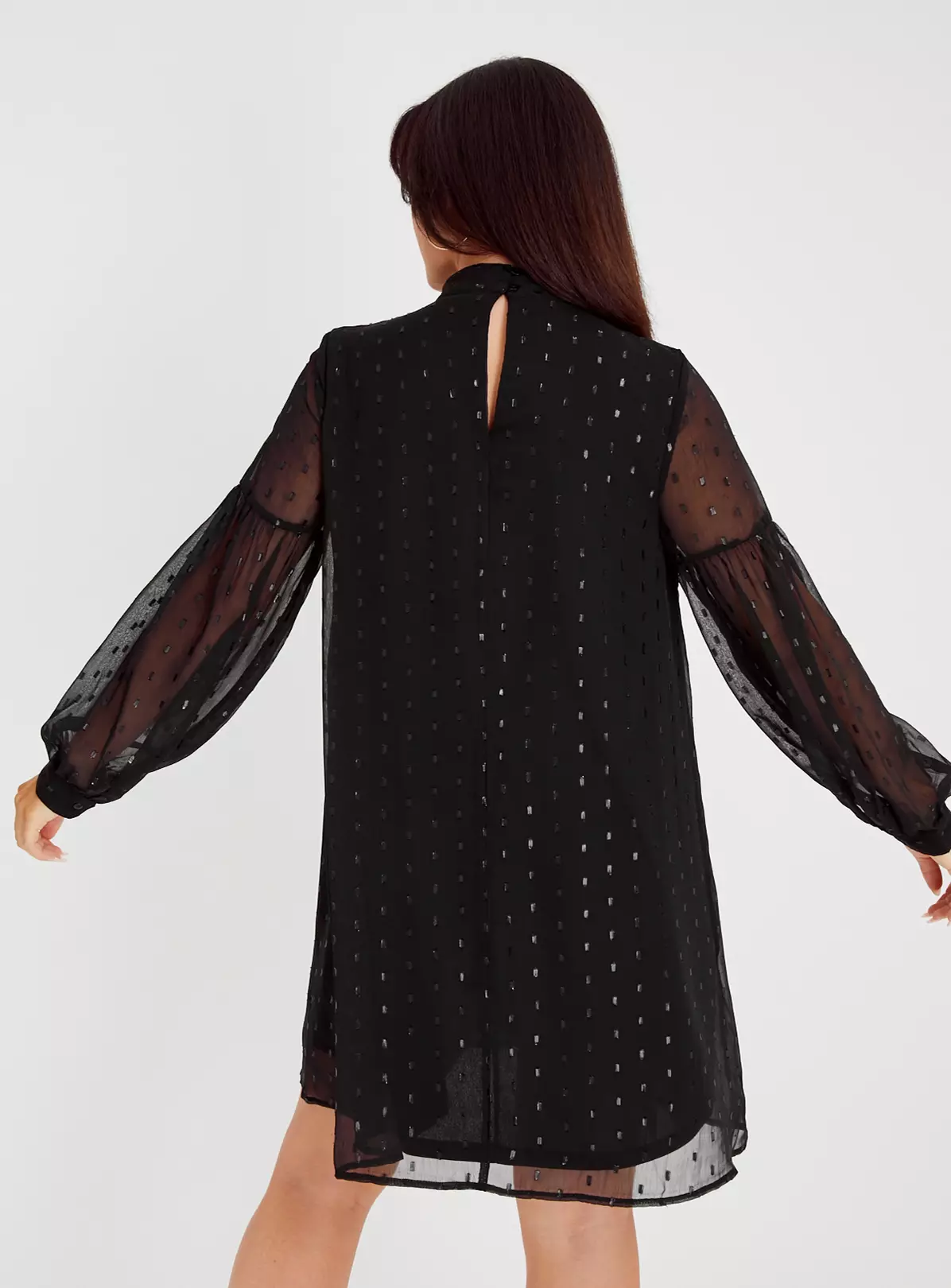 Black Twist Neck Sparkle Mini Dress 16 4 Black Twist Neck Sparkle Mini Dress 16 - Image 2