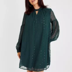 Teal Twist Neck Sparkle Mini Dress 10