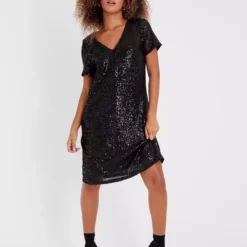 Black Sequin Party Dress 22 -Chic Elixir Sales Store tuc142795013 Black R Z001A