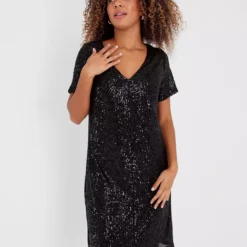 Black Sequin Party Dress 22 -Chic Elixir Sales Store tuc142795013 Black R Z002A