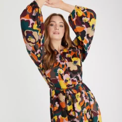 Floral Tie Waist Midi Dress 12L -Chic Elixir Sales Store tuc142818705 Multi20Coloured R Z002A 1