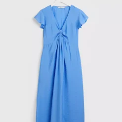 Blue Frill Sleeve Midi Dress 8 -Chic Elixir Sales Store tuc142914799 Blue R Z003A