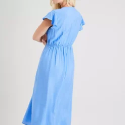Blue Frill Sleeve Midi Dress 8 -Chic Elixir Sales Store tuc142914799 Blue R Z005A