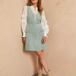 EVERBELLE Green Corduroy Pinny Mini Dress 18 -Chic Elixir Sales Store tuc142955347 Green R Z001A