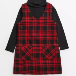 Red Check Pinafore Dress & Top Set 8 Years 6 Red Check Pinafore Dress & Top Set 8 Years -Chic Elixir Sales Store tuc142999155 Red R Z001A 2