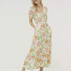 FATFACE Vivvie Paradise Floral Midi Dress 20 11 FATFACE Vivvie Paradise Floral Midi Dress 20 -Chic Elixir Sales Store tuc143016413 Ivory R Z001A