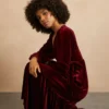 EVERBELLE Dark Red Velvet Wrap Dress 16
