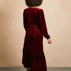 EVERBELLE Dark Red Velvet Wrap Dress 16 -Chic Elixir Sales Store tuc143033918 Dark20Red R Z004A