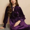 EVERBELLE Purple Velvet High Neck Dress 8