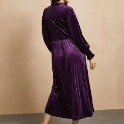 EVERBELLE Purple Velvet High Neck Dress 8 -Chic Elixir Sales Store tuc143036781 Purple R Z004A 1
