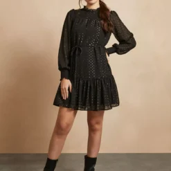 EVERBELLE Black High Neck Dobby Dress 8 9 EVERBELLE Black High Neck Dobby Dress 8 -Chic Elixir Sales Store tuc143036836 Black R Z001A