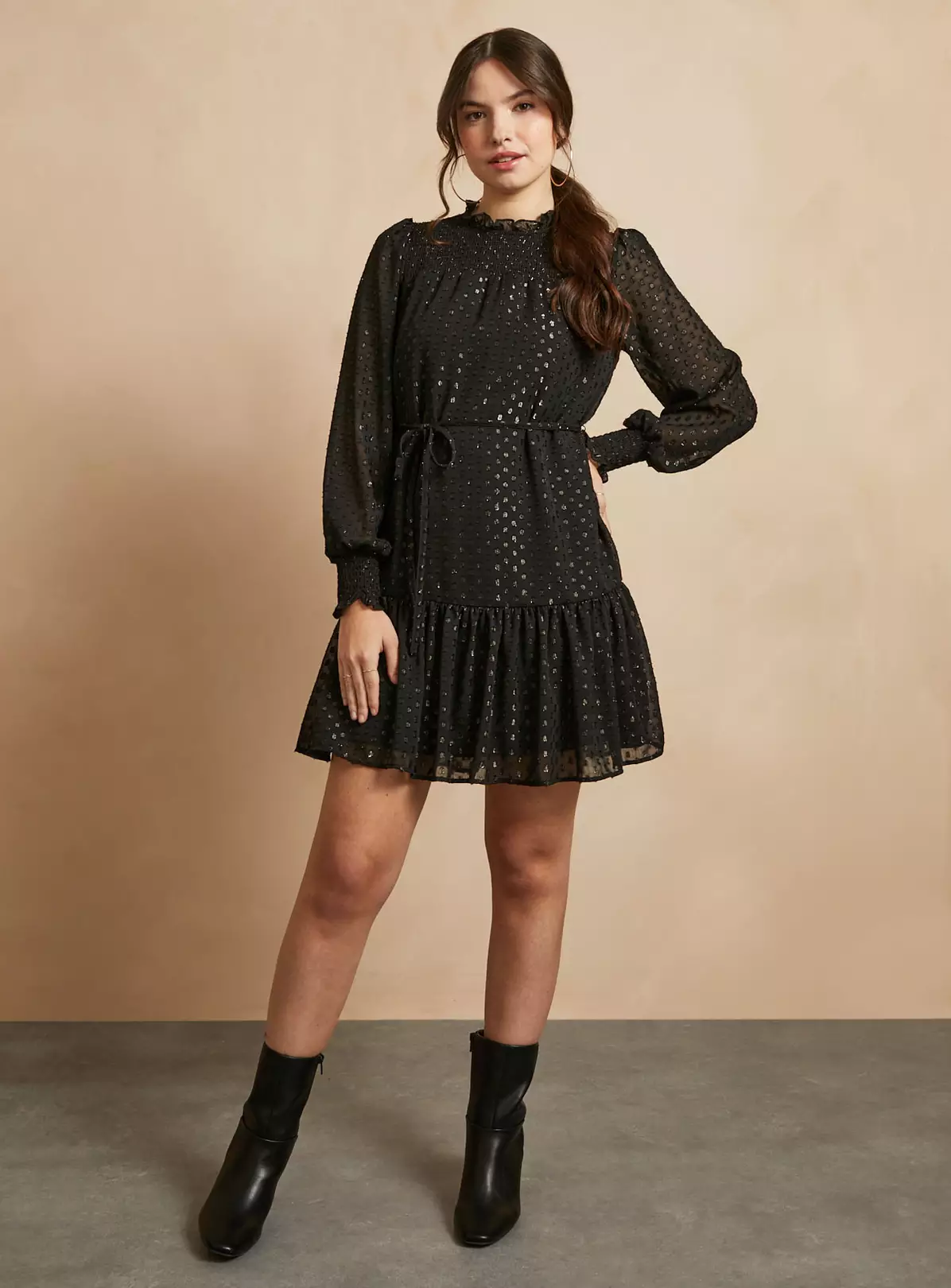 EVERBELLE Black High Neck Dobby Dress 8 6 EVERBELLE Black High Neck Dobby Dress 8 - Image 4