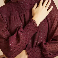 EVERBELLE Burgundy High Neck Dobby Dress 18 -Chic Elixir Sales Store tuc143036941 Dark20Red R Z003A