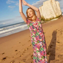 ANORAK Cut Fruit EcoVero Short Sleeve Midi Dress - 16 -Chic Elixir Sales Store tuc143042654 Purple R Z001A