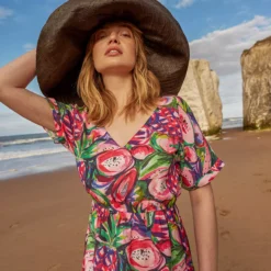 ANORAK Cut Fruit EcoVero Short Sleeve Midi Dress - 16 -Chic Elixir Sales Store tuc143042654 Purple R Z004A