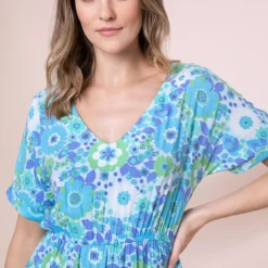 ANORAK Nostalgic Flower EcoVero Short Sleeve Midi Dress 22 9 ANORAK Nostalgic Flower EcoVero Short Sleeve Midi Dress 22 -Chic Elixir Sales Store tuc143047762 Blue R Z003A 1
