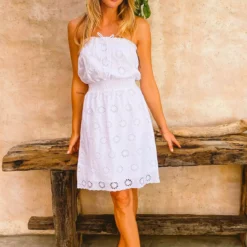 SOSANDAR White Broderie Bardot Dress 16 -Chic Elixir Sales Store tuc143069603 White R Z002A