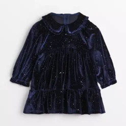 Navy Sparkle Velour Dress 3-6 Months