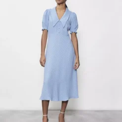 FINERY Valerie Sky Spot Midi Dress 18 -Chic Elixir Sales Store tuc143091608 Blue R Z001A