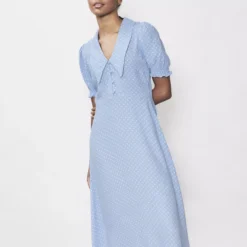 FINERY Valerie Sky Spot Midi Dress 14 -Chic Elixir Sales Store tuc143091608 Blue R Z002A 1