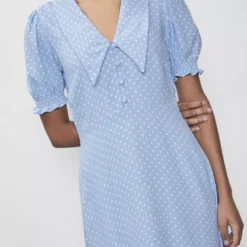 FINERY Valerie Sky Spot Midi Dress 14 -Chic Elixir Sales Store tuc143091608 Blue R Z003A 1