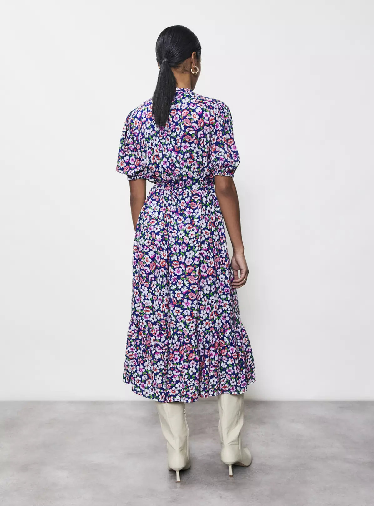 FINERY Madelyn Navy Daisy Midi Dress 16 3 FINERY Madelyn Navy Daisy Midi Dress 16