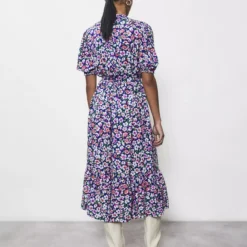 FINERY Madelyn Navy Daisy Midi Dress 8