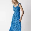 FINERY Ania Blue Animal Midi Dress 16