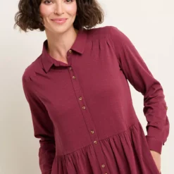 BRAKEBURN Charlotte Midaxi Shirt Dress 16 -Chic Elixir Sales Store tuc143178789 Dark20Red R Z003A