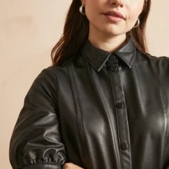 EVERBELLE Black PU Mini Dress 12 -Chic Elixir Sales Store tuc143209602 Black R Z002A