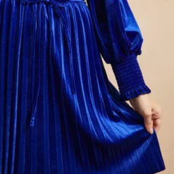 EVERBELLE Blue Velvet Pleated Mini Dress 16 -Chic Elixir Sales Store tuc143209653 Blue R Z002A