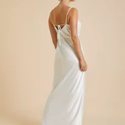 White Bias Cut Cowl Neck Dress 18