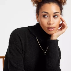 Black Roll Neck Jumper Dress 20 -Chic Elixir Sales Store tuc143285242 Black R Z003A