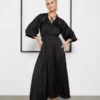 For All The Love Black Crushed Floaty Satin Tie Front Midaxi Dress 18 -Chic Elixir Sales Store tuc143286691 Black R Z001A
