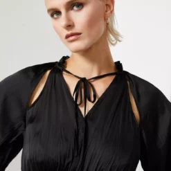 For All The Love Black Crushed Floaty Satin Tie Front Midaxi Dress 18 11 For All The Love Black Crushed Floaty Satin Tie Front Midaxi Dress 18 -Chic Elixir Sales Store tuc143286691 Black R Z002A