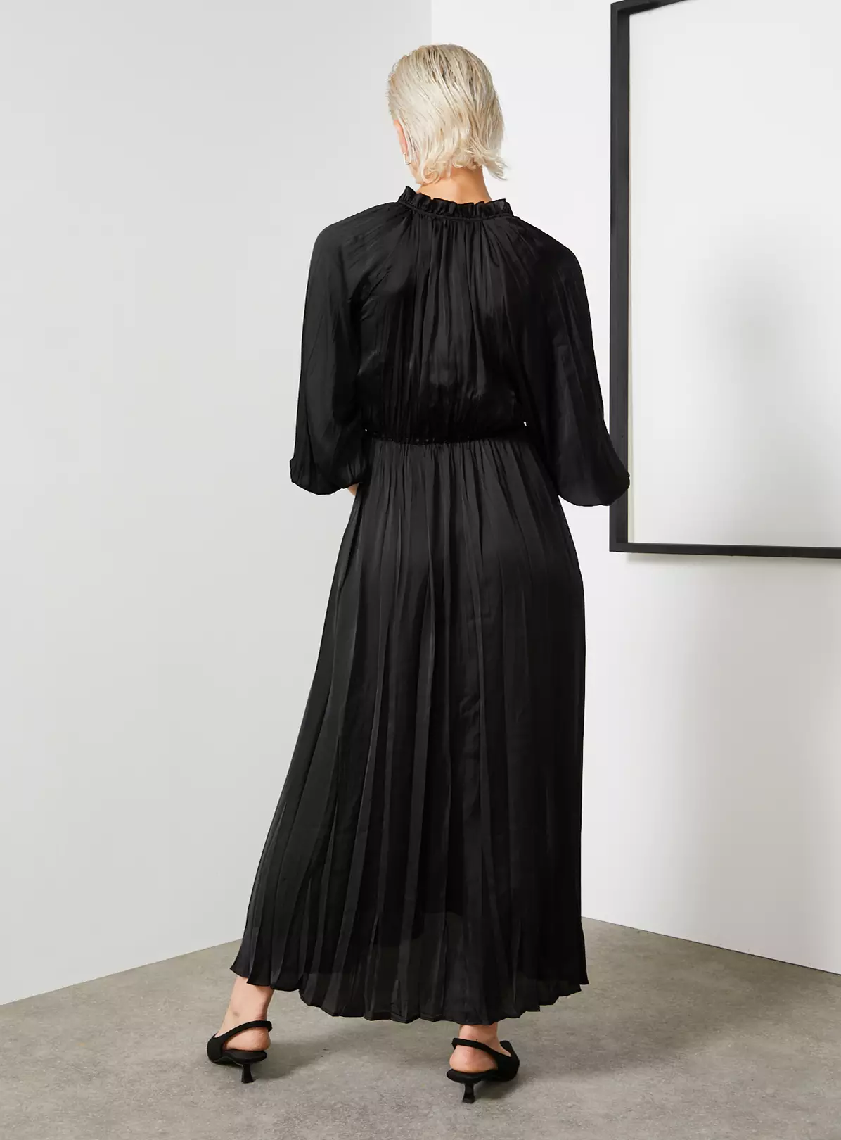 For All The Love Black Crushed Floaty Satin Tie Front Midaxi Dress 18 5 For All The Love Black Crushed Floaty Satin Tie Front Midaxi Dress 18 - Image 3